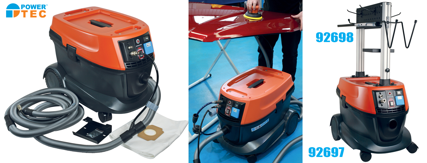 New from Power-TEC: a portable dry-vacuum dust extractor for use with both air and electric power sanders