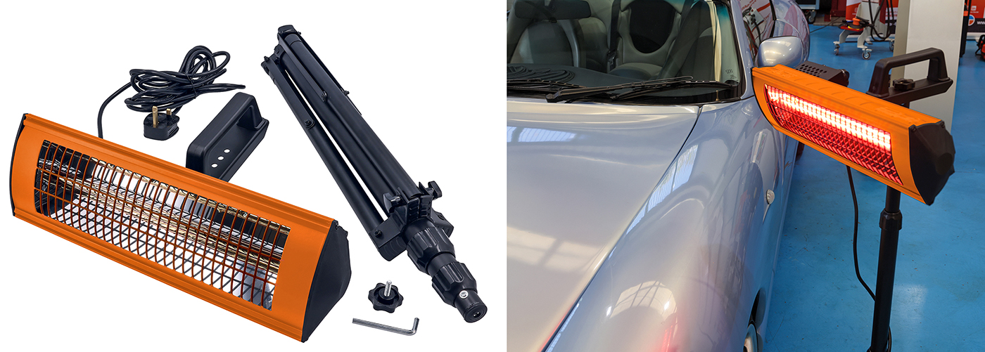 Compact infra-red paint drying lamp speeds up spot repairs